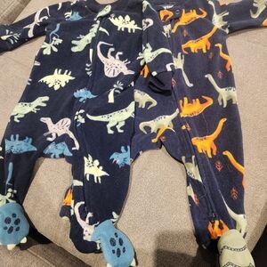 Carter's Navy and Orange Dinosaur Footies
